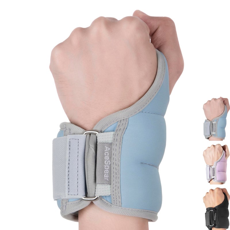 AceSpear Wrist Weights with Thumb Loops Lock for Men Women 1lb*2 2lbs*2 3lbs*2 Ankle Weights Weighted Gloves for Running Strength Training Walking Exercises (Blue, 3 lbs x 2) - Image 1